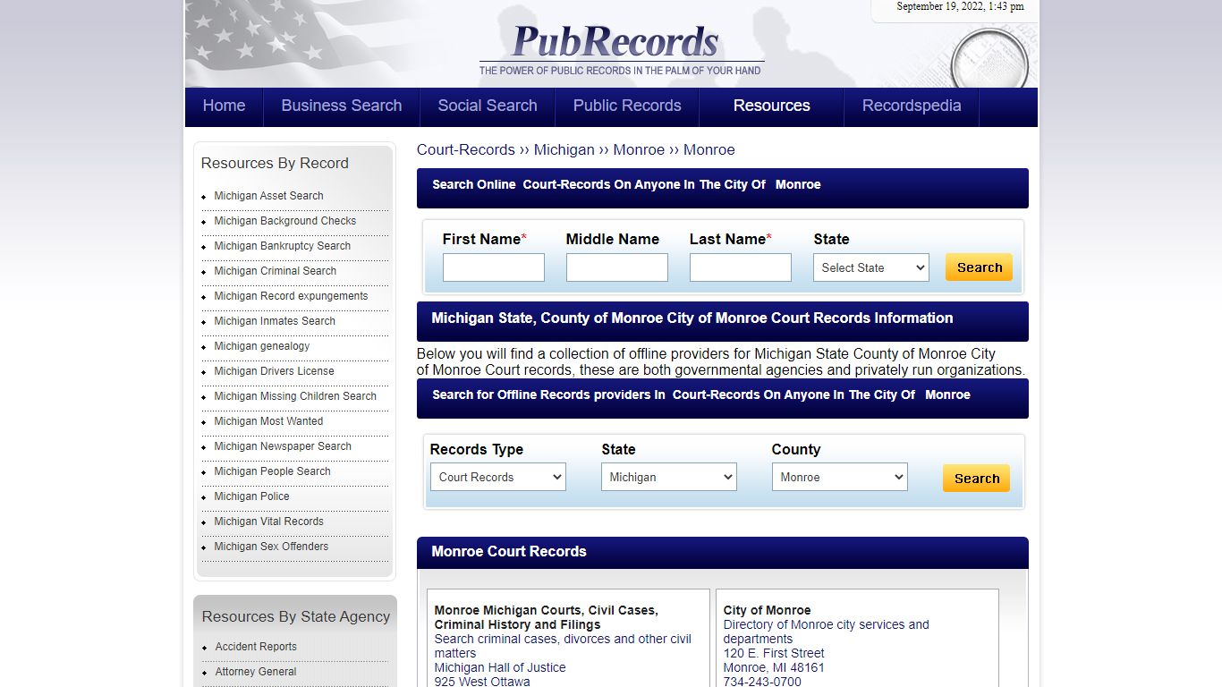 Monroe, Monroe County, Michigan Court Records - Pubrecords.com